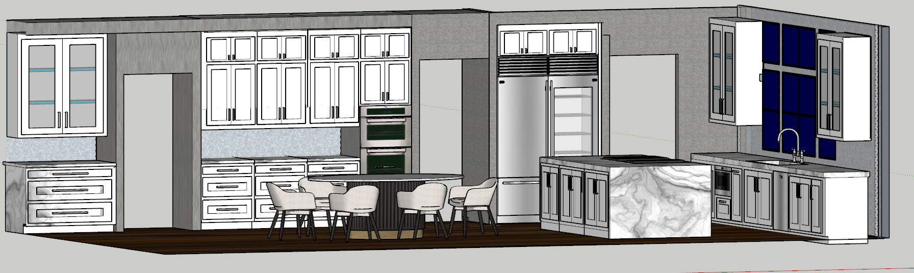 Kitchen, cutaway 3D - straight on