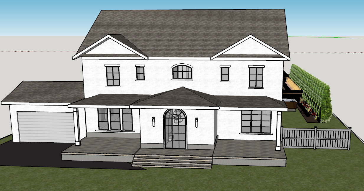 Earlier scheme - front elevation, 3D view